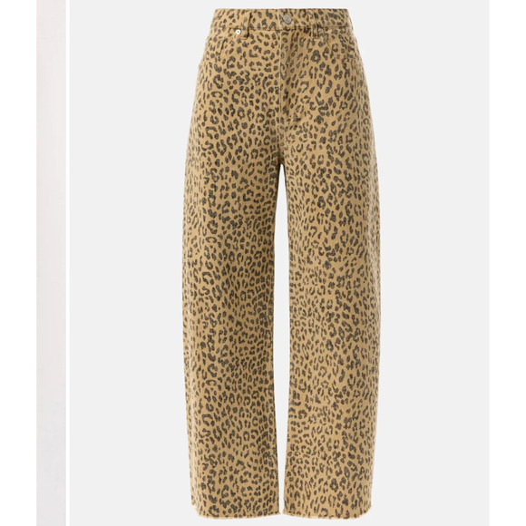 Le Jean Leopard Barrel Jeans Size 24 Baggy Ankle Raw Hem Animal Designer $300 - Picture 11 of 16